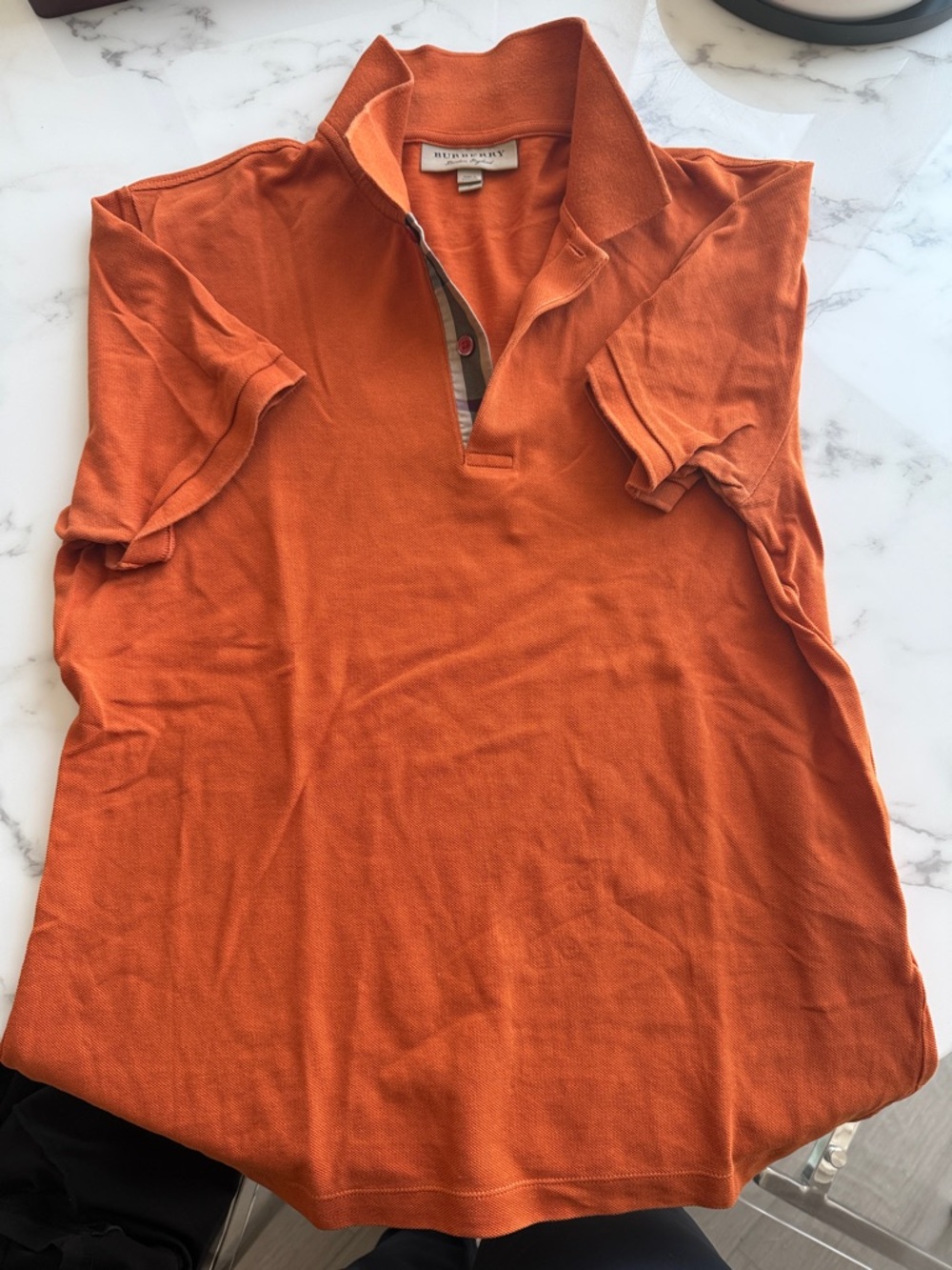 Burberry Orange Short-Sleeve Polo Top